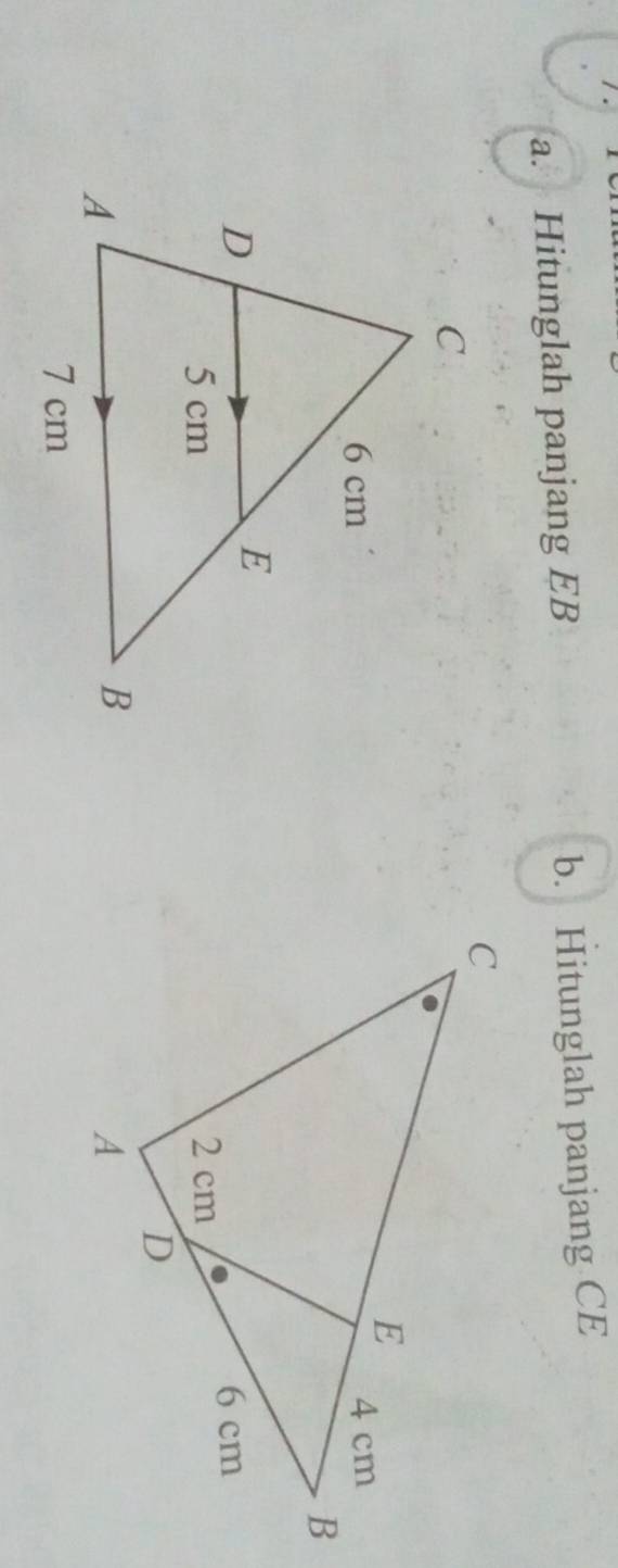 Hitunglah panjang EB b. Hitunglah panjang CE