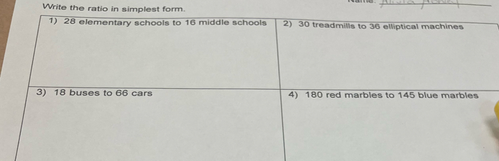 Write the ratio in simplest form. 
_