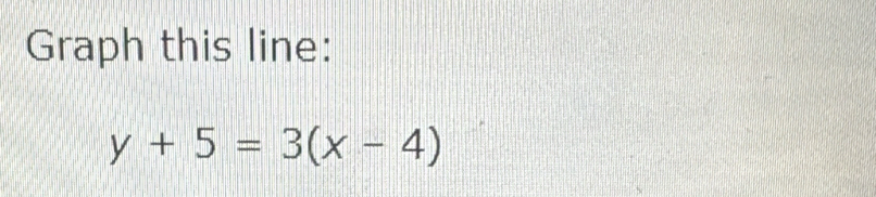 Graph this line:
y+5=3(x-4)