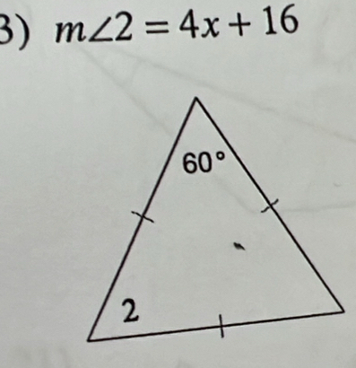 m∠ 2=4x+16