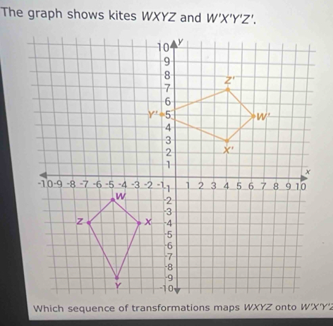 The graph shows kites WXYZ and W'X'Y'Z'.