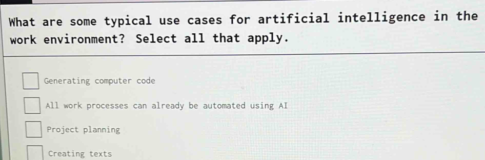 Solved: What are some typical use cases for artificial intelligence in ...