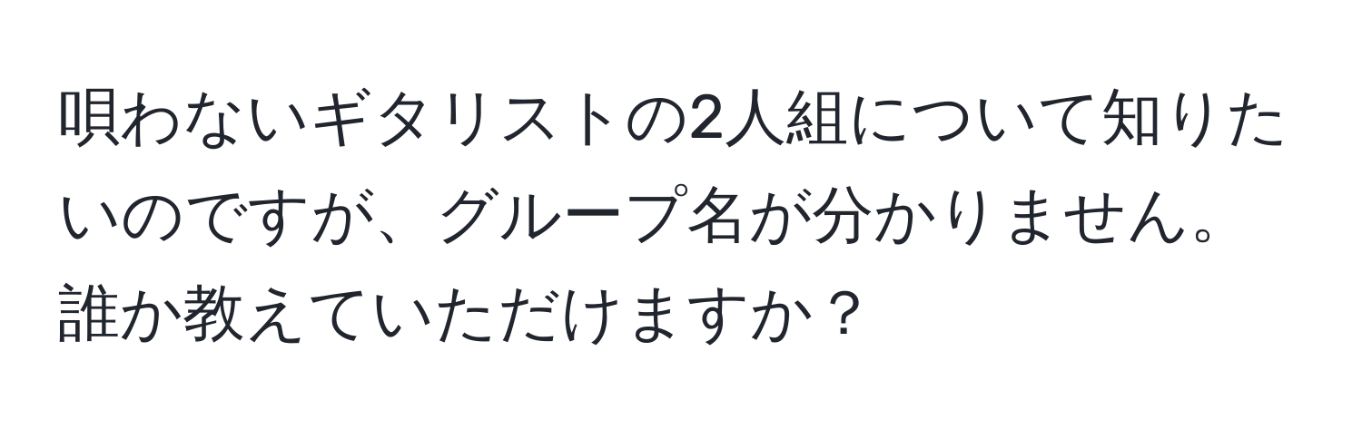 唄わないギタリストの2人組について知りたいのですが、グループ名が分かりません。誰か教えていただけますか？