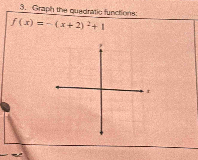 Graph the quadratic functions:
f(x)=-(x+2)^2+1