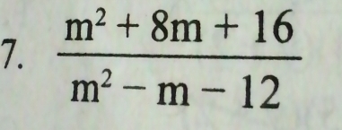  (m^2+8m+16)/m^2-m-12 