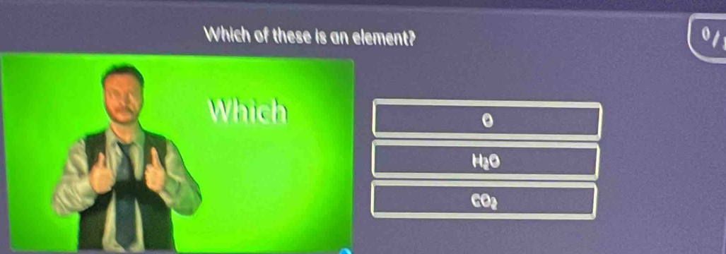 Which of these is an element?
Which
H₂O
CO2