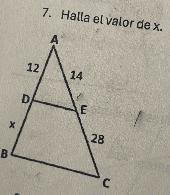 Halla el valor de x.