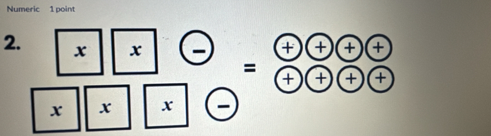 Numeric 1 point 
2. 
x 
+ + + + 
= 
t + + + 
x x x -