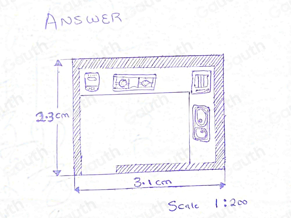 Solved: A kitchen fitter needs a scale plan of a kitchen floor. This ...