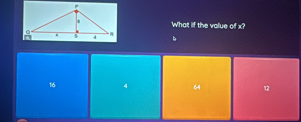 What if the value of x?
16
4
64
12