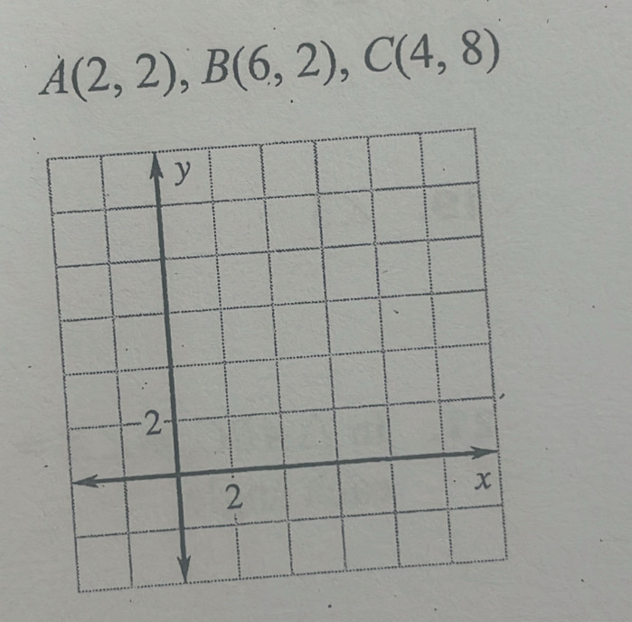 A(2,2), B(6,2), C(4,8)