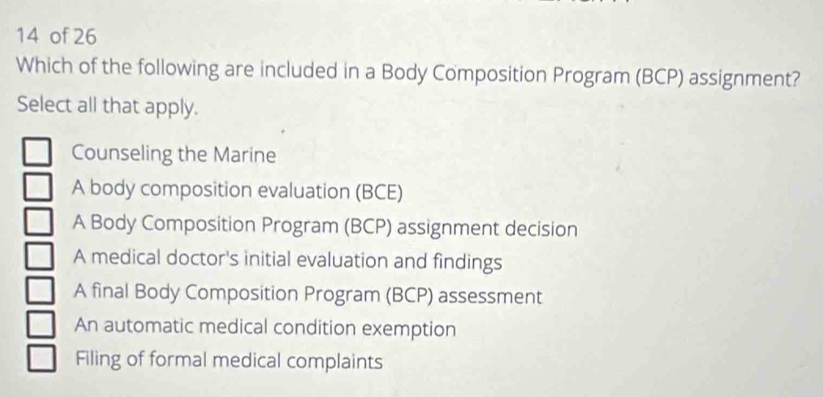 Solved: of 26 Which of the following are included in a Body Composition ...