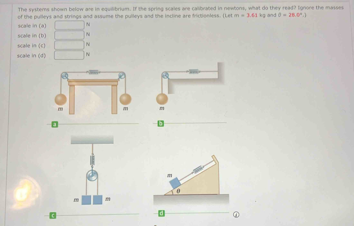 Solved: The systems shown below are in equilibrium. If the spring ...