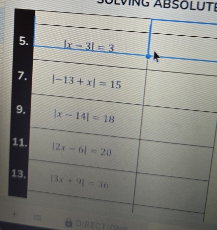 Solving AbsoluTe
DIRECTIONS