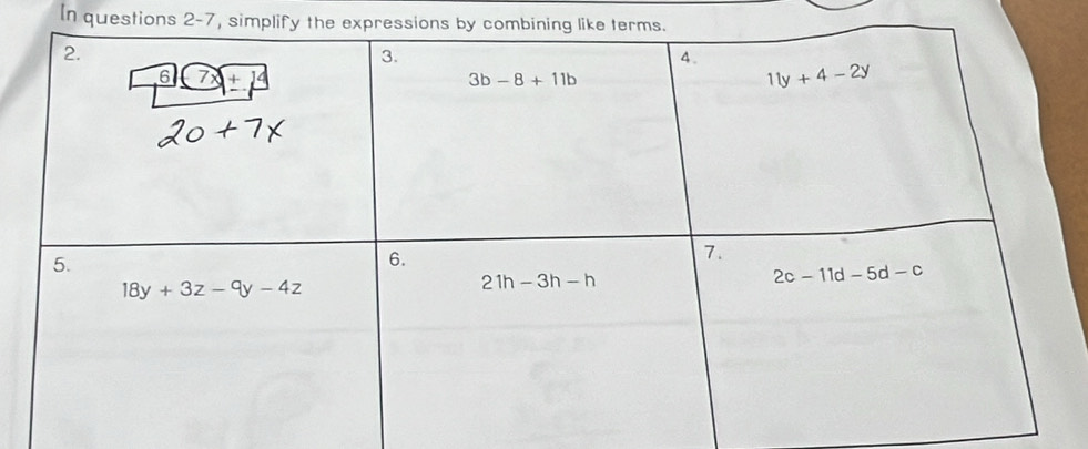 In questions 2-7, simplify the expression