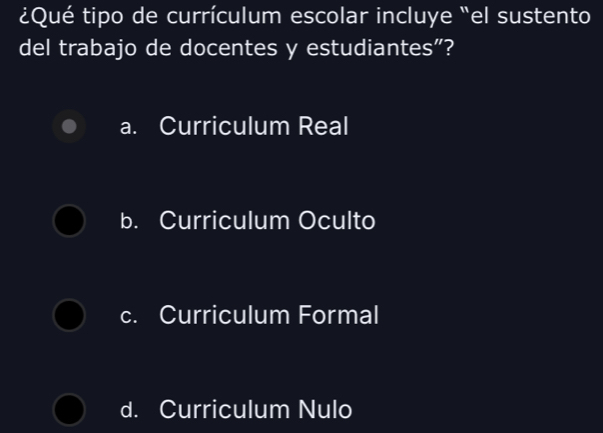 Resuelto:¿Qué tipo de currículum escolar incluye 