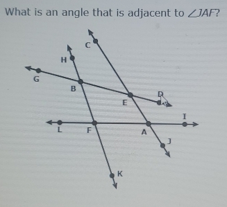 What is an angle that is adjacent to ∠ JAF