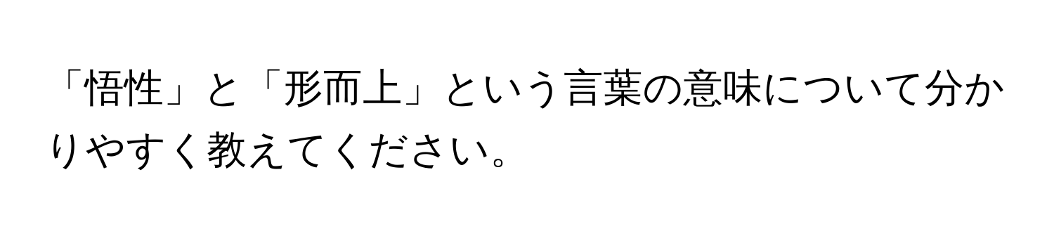 「悟性」と「形而上」という言葉の意味について分かりやすく教えてください。