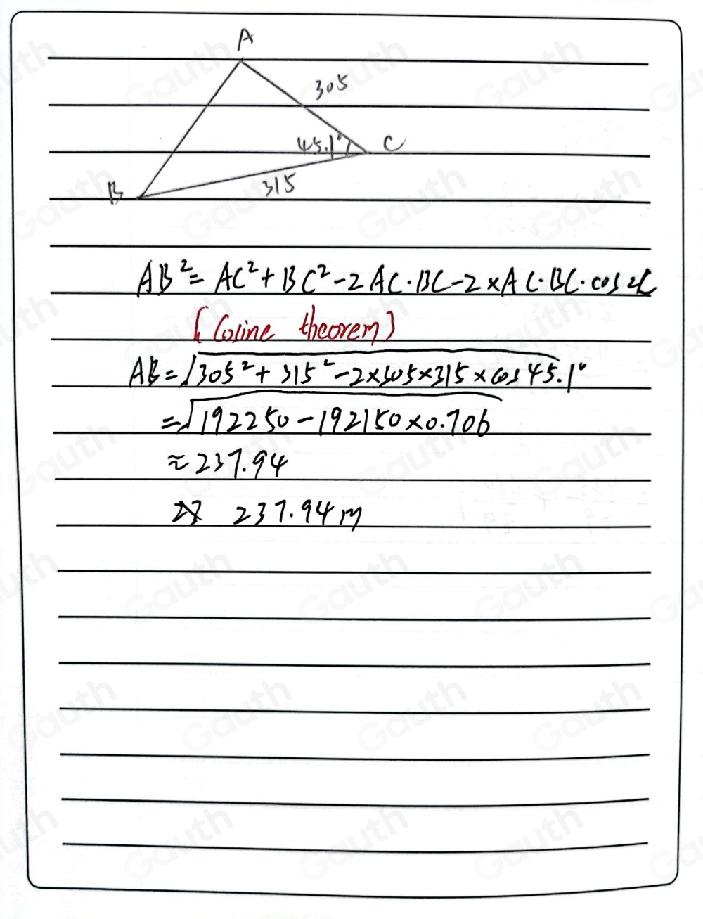 Solved: Points A and B are on opposite sides of a river. From a third ...