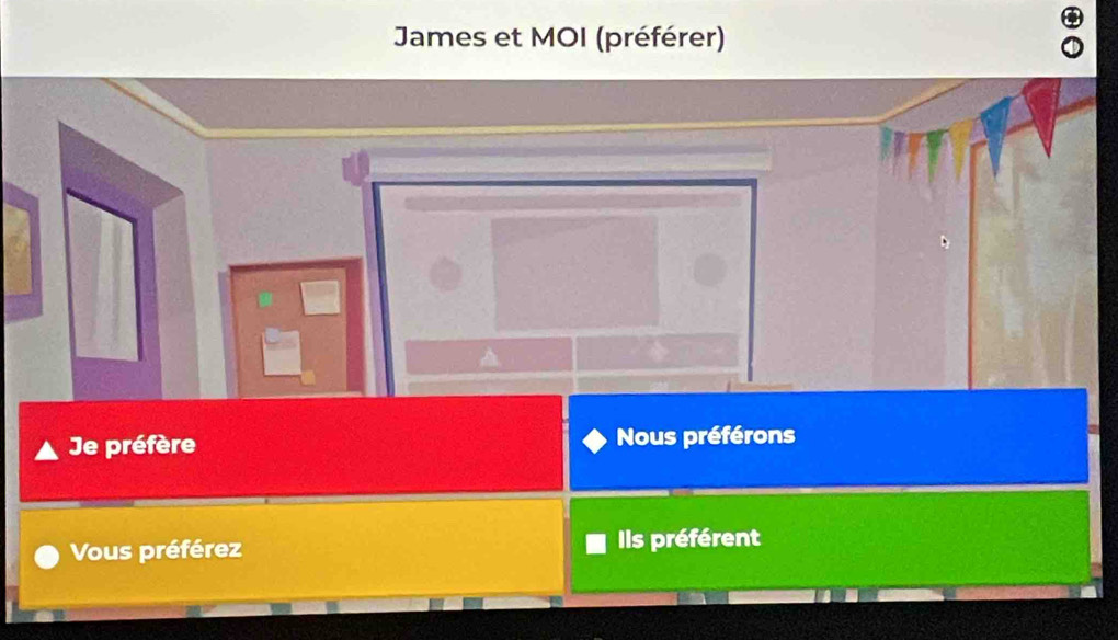 James et MOI (préférer)
Je préfère Nous préférons
Vous préférez Ils préférent