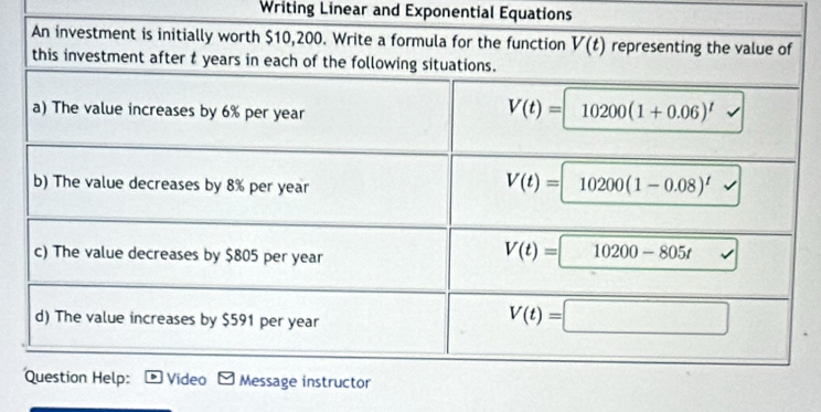 Writing Linear and Exponential Equations