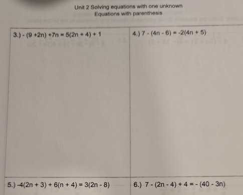 Solving equations with one unknown
Equations with parenthesis
5