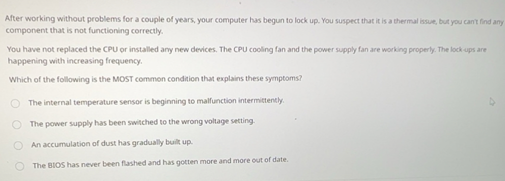 Solved: After working without problems for a couple of years, your ...