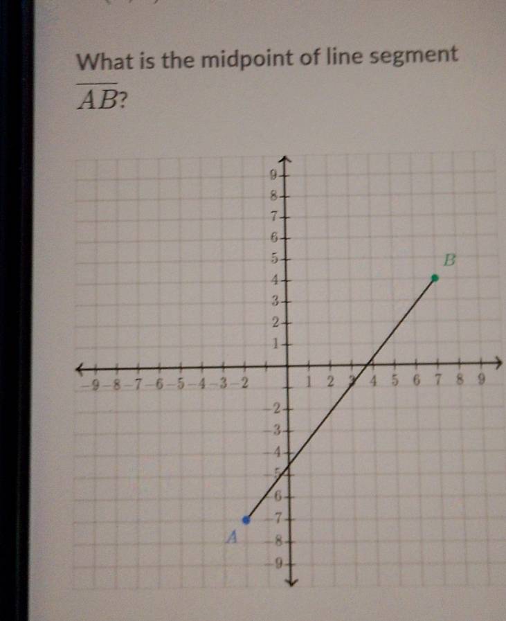 What is the midpoint of line segment
overline AB
9