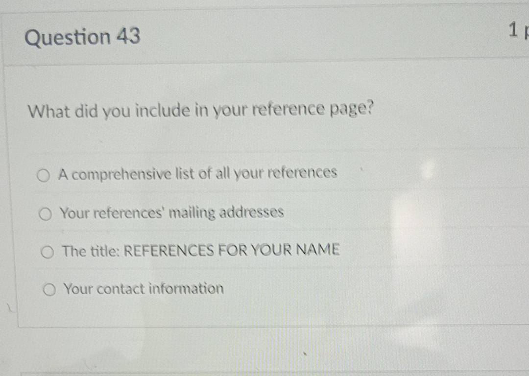 Solved: What did you include in your reference page? A comprehensive ...