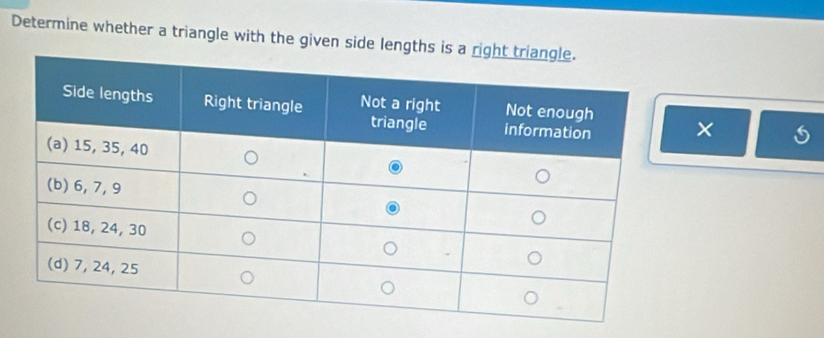 Determine whether a triangle with the given side len
X