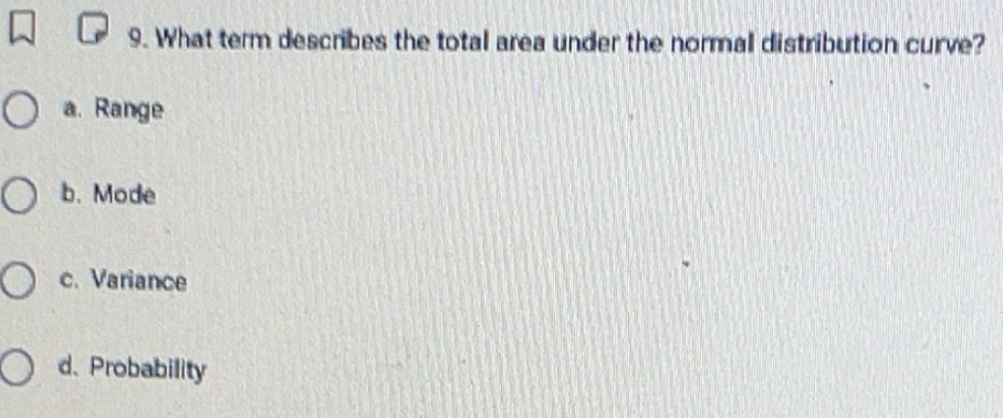 Solved: What term describes the total area under the normal ...