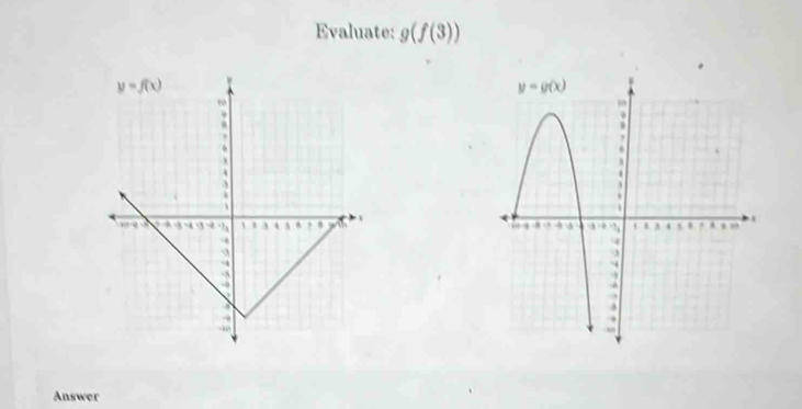 Evaluate: g(f(3))
Answer