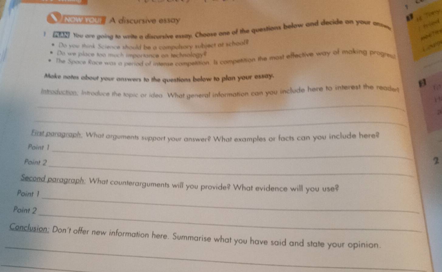 Resuelto:Now yout A discursive essay a Toy t s You are going to write a ...