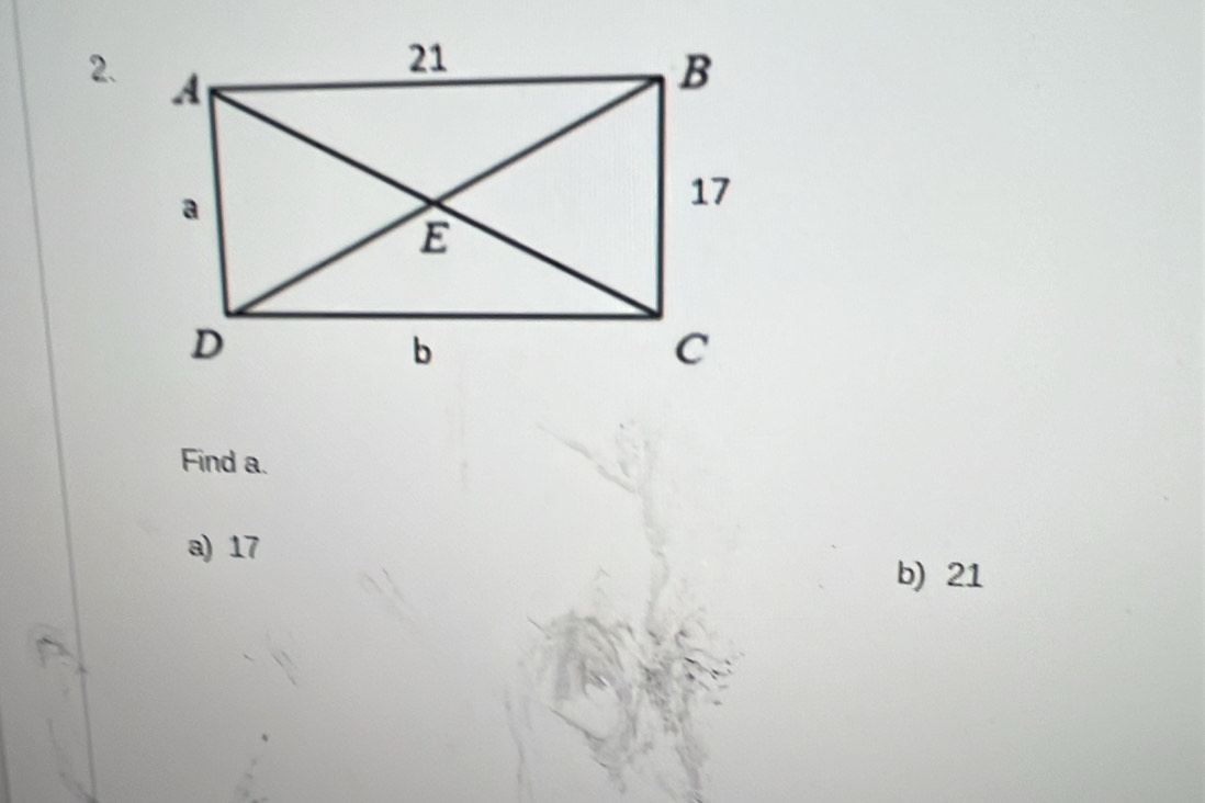 Find a.
a) 17
b) 21