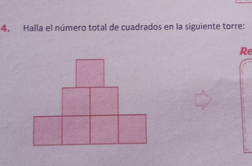 Halla el número total de cuadrados en la siguiente torre: 
Re